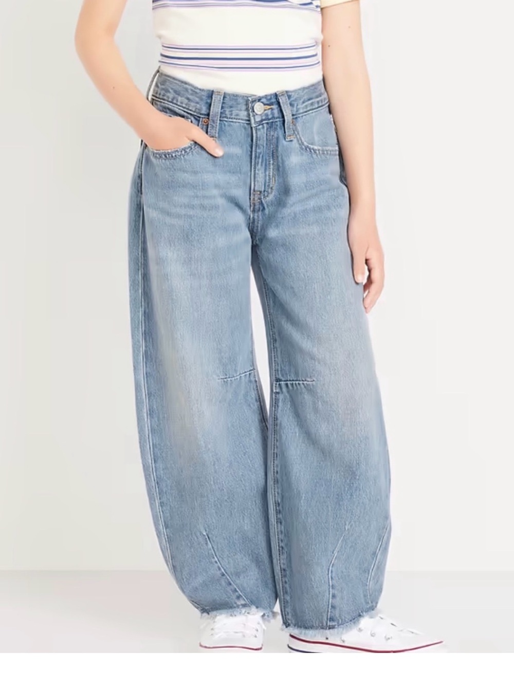 NWT Old Navy Mid-Rise Barrel Leg Girls Jeans Size 12